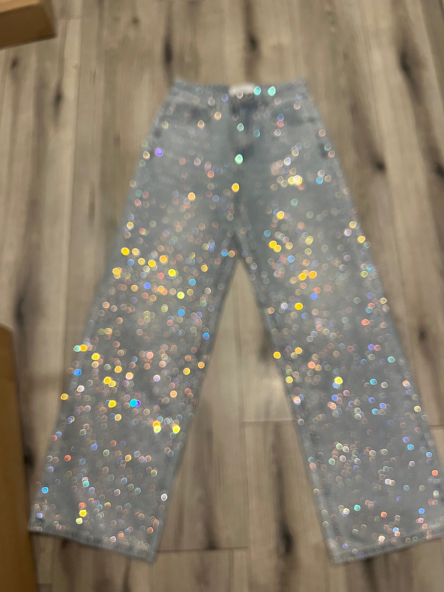 Silver Diamanté Wide Leg Jeans