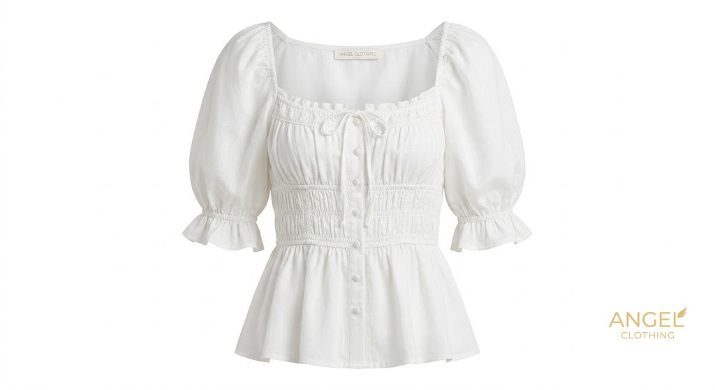 Puff-Sleeve Peasant Top